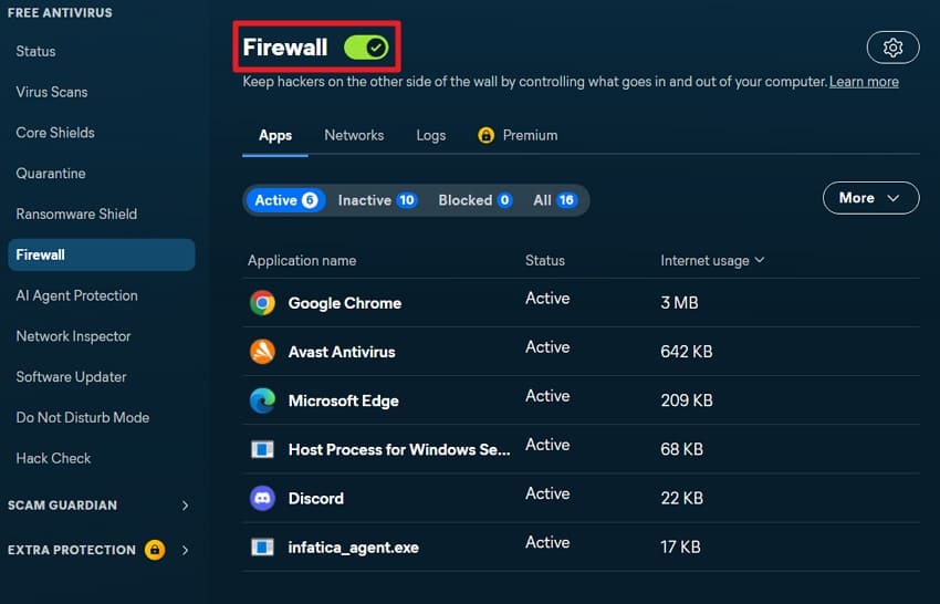 turn off third party antivirus firewall