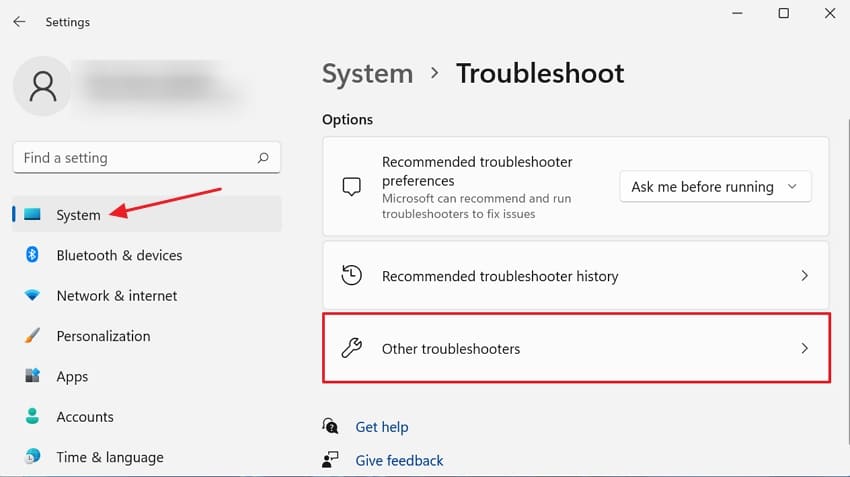 access system settings other troubleshooters