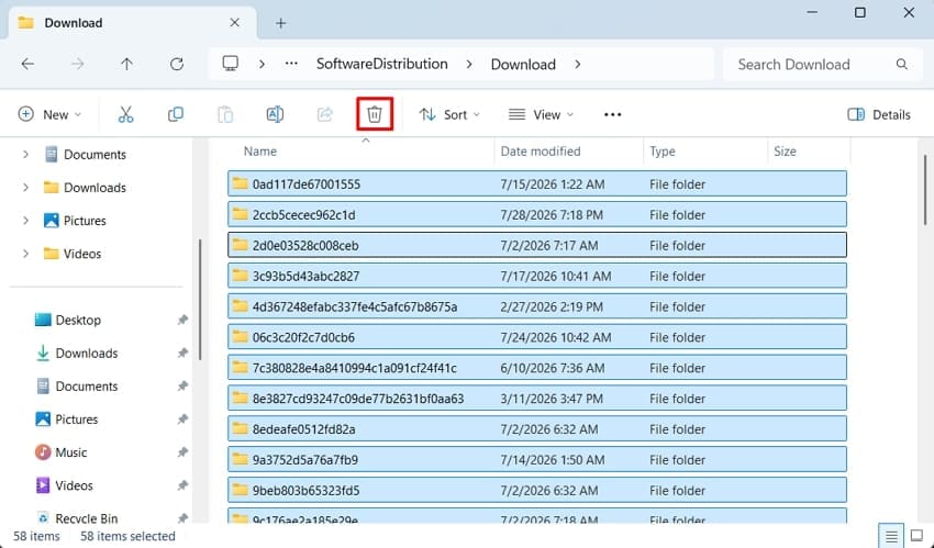 clear system distribution download folder