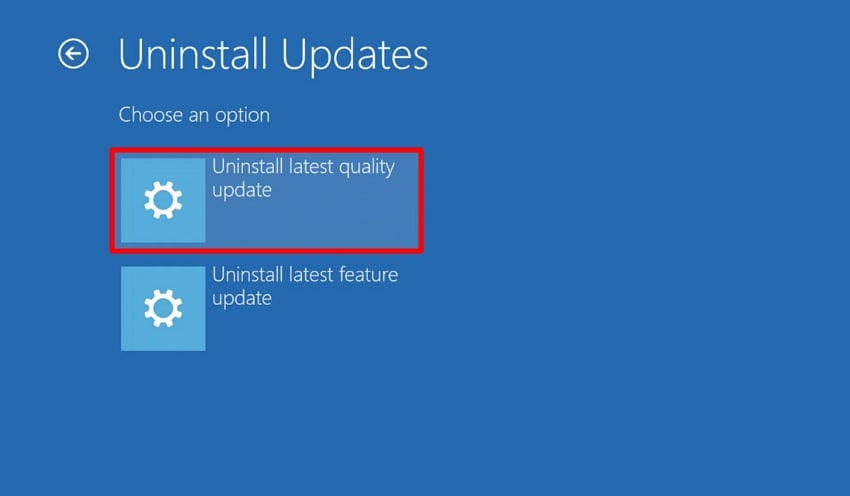 uninstall latest quality update