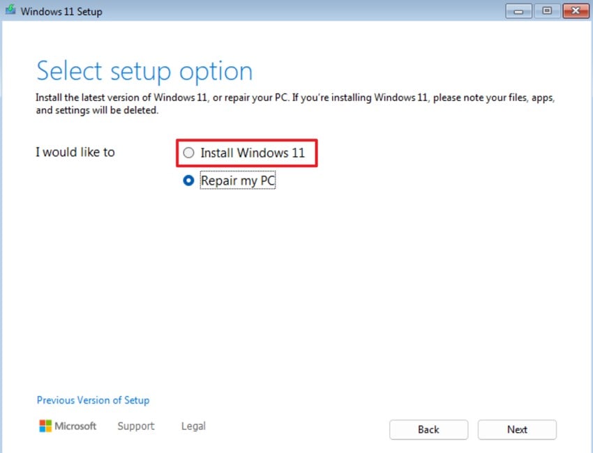 install windows from fresh media