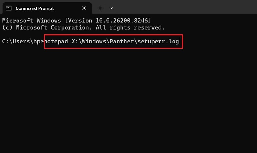 open windows setup error log