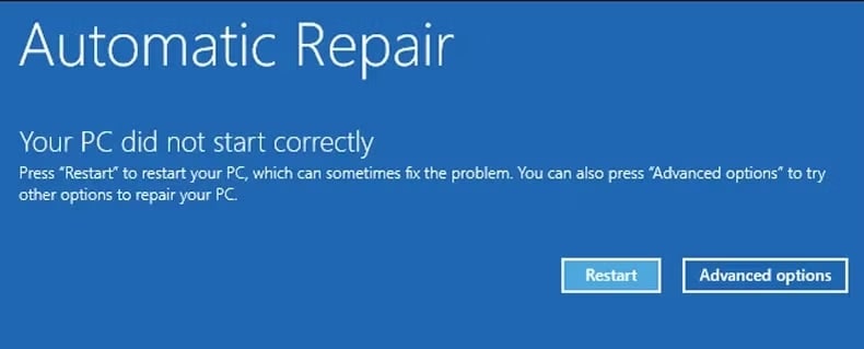windows recovery environment repair pc
