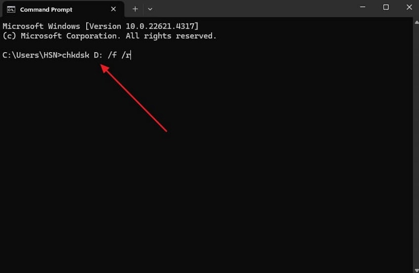 run chkdsk command