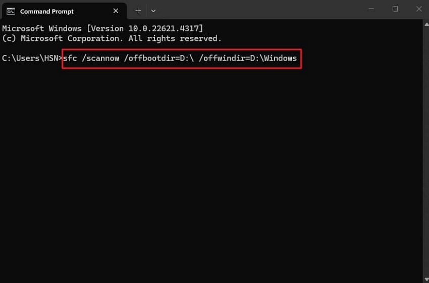 run sfc command in cmd