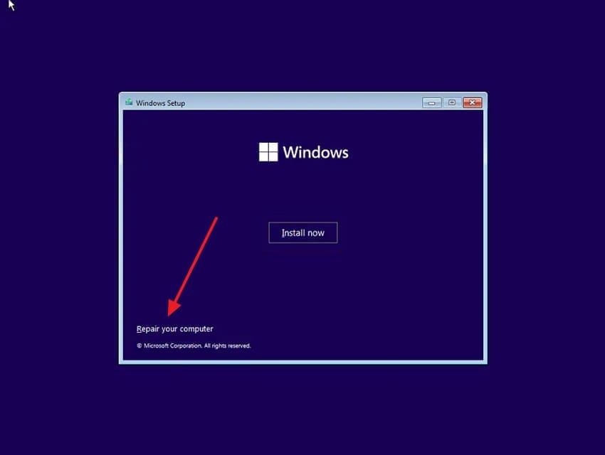 choose repair your computer
