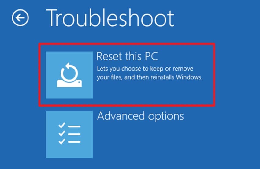 reset the pc