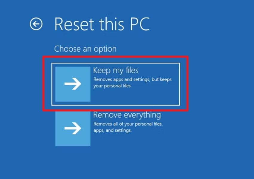 select keep my files