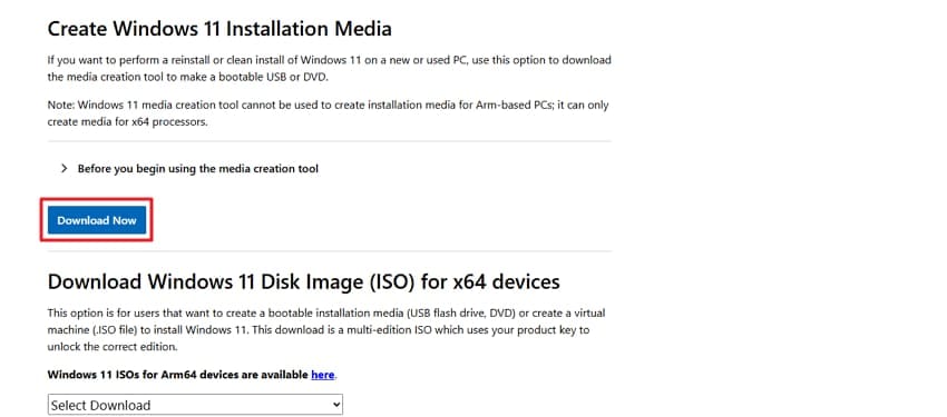 download installation media