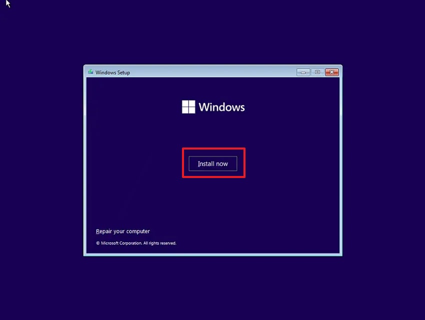 choose install for windows