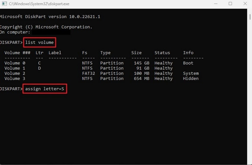 assign drive letters in cmd
