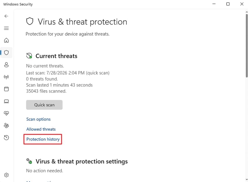 open protection history