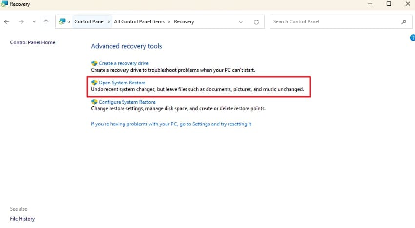 use system restore
