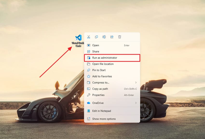 run app as admin