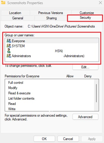 access security permissions