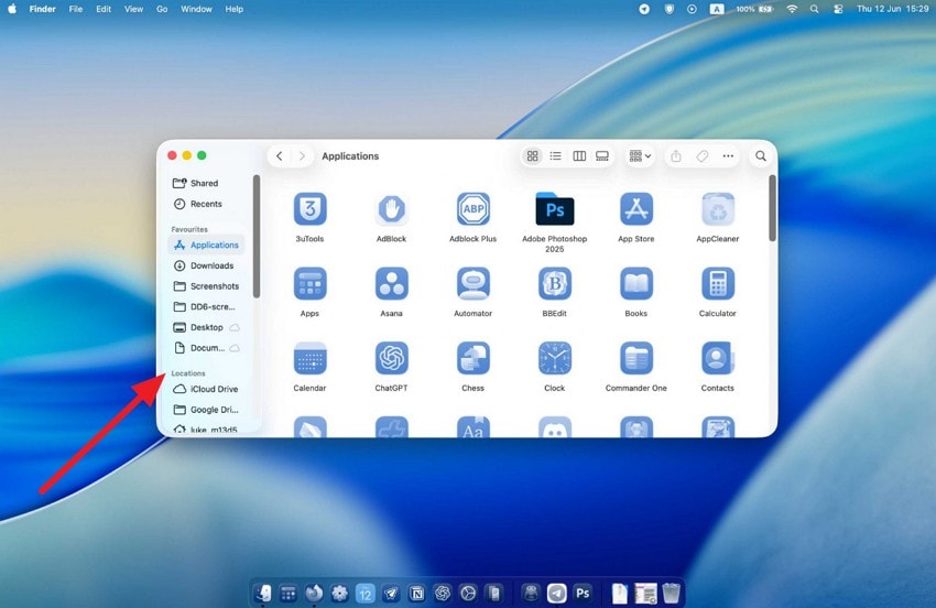 locate external drive in finder