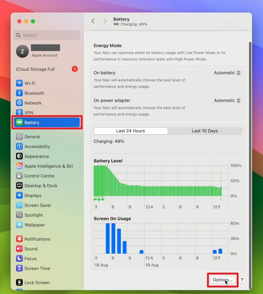 open mac battery options