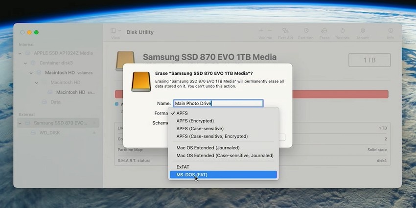 select disk file system format