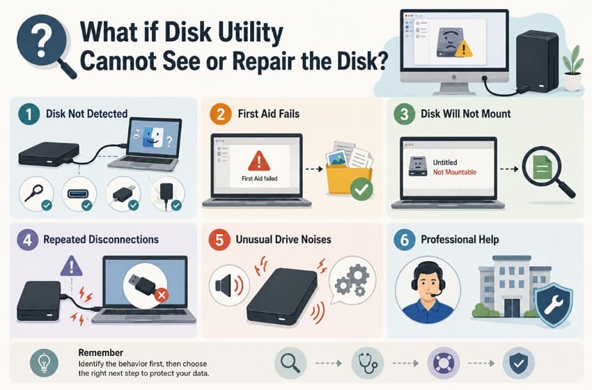 troubleshoot disk utility repair failures