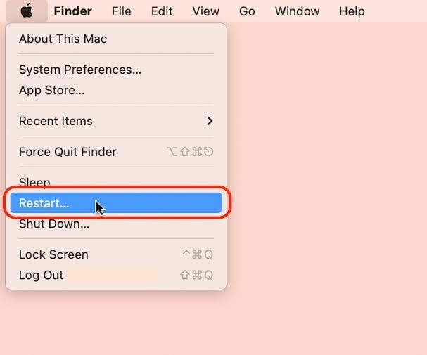 restart mac from apple menu