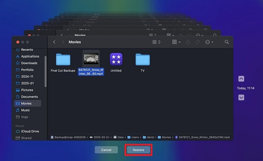 restore files from time machine