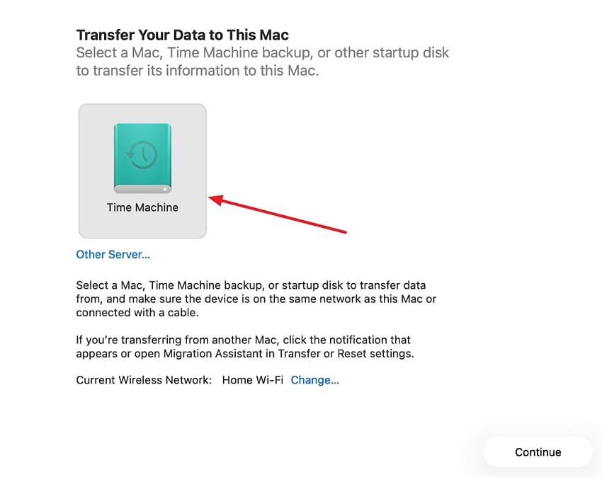 select time machine backup source
