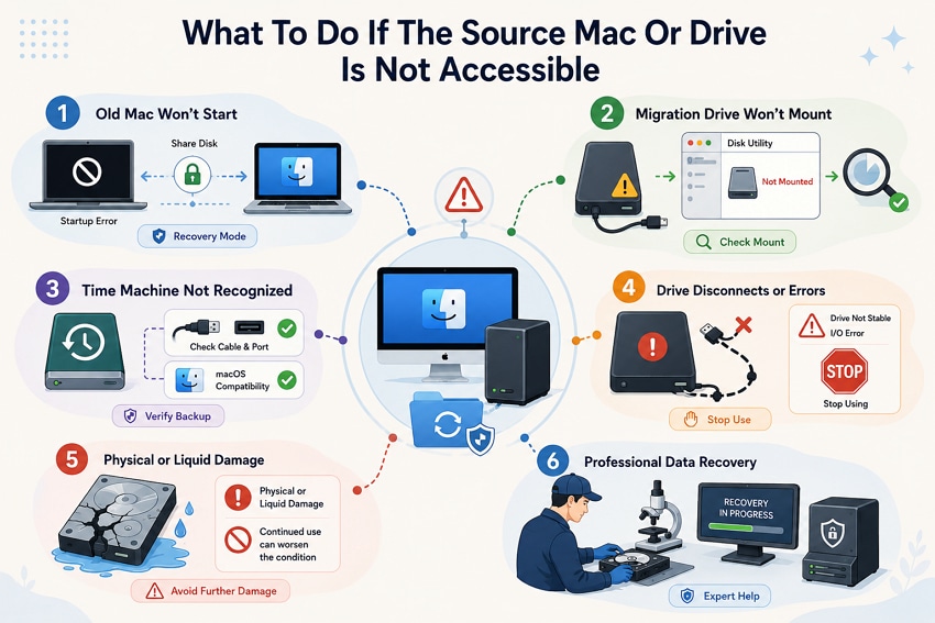 troubleshooting inaccessible mac migration drives