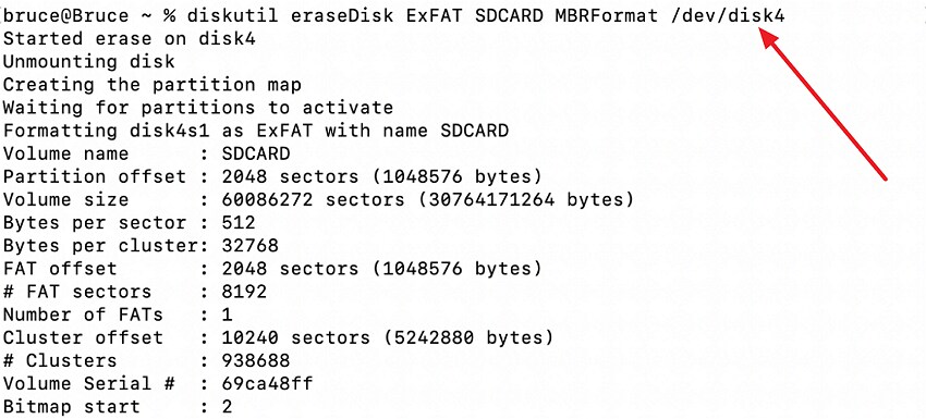 format disk drive terminal mac