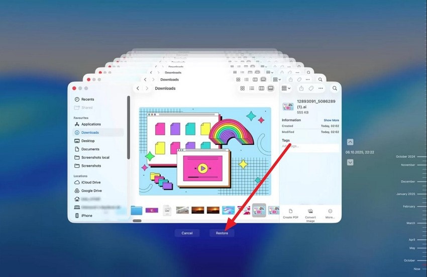 tap on restore option