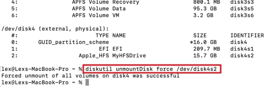 memory card unmounted through terminal