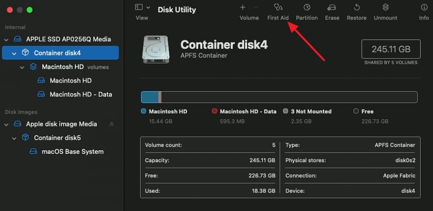 choose startup disk first aid