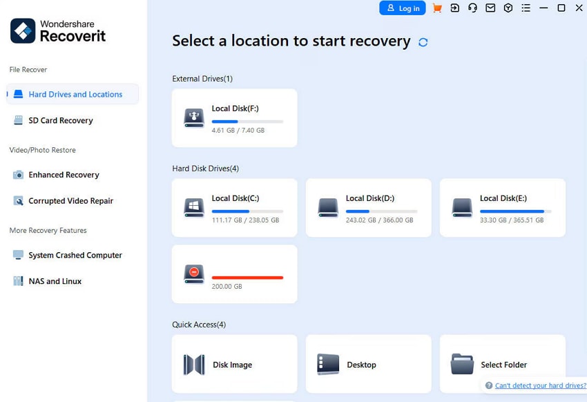 select location launch recoverit