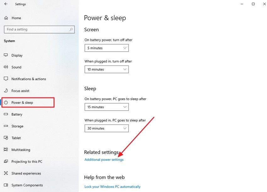 pc additional power settings