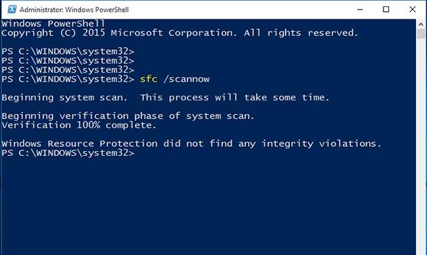  digitare il comando per correggere i file di Windows 