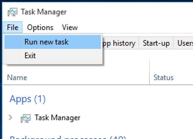 run new task to repair and recover corrupt Windows files