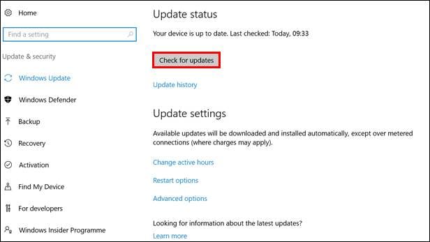 Fix Windows 10 Start Menu not Working-check for update