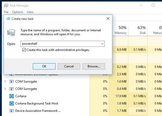Luncurkan PowerShell untuk memperbaiki dan memulihkan file Windows yang rusak