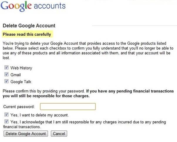 how to delete a Gmail account-confirmation