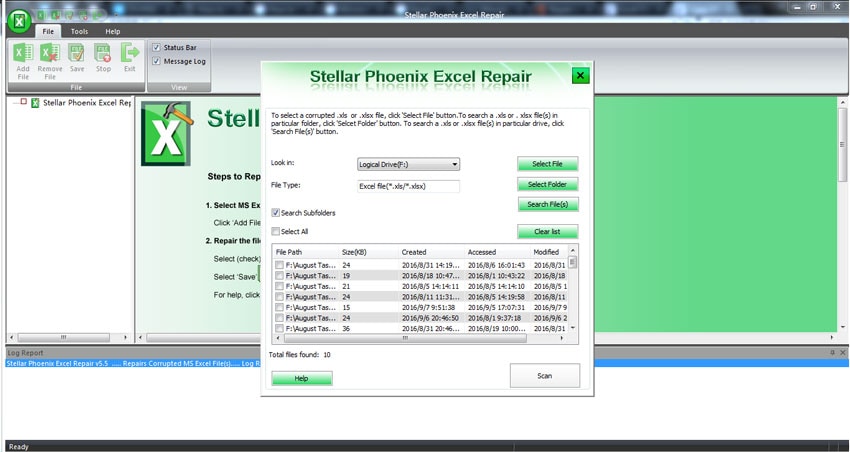 repair corrupt Excel file with repair tool step 2