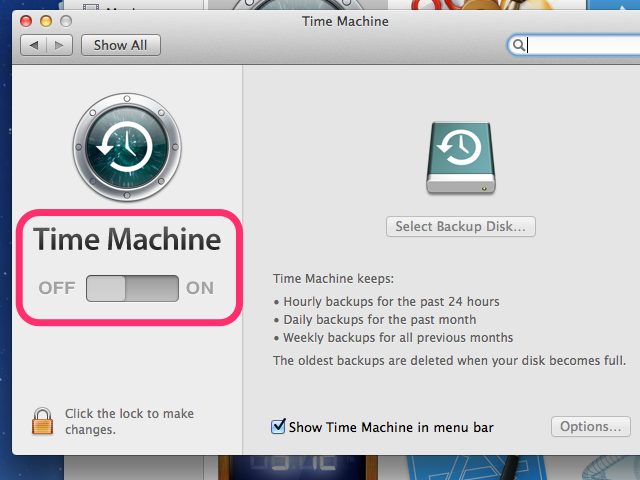 how to recover deleted internet history on Mac - ensure time machine is on