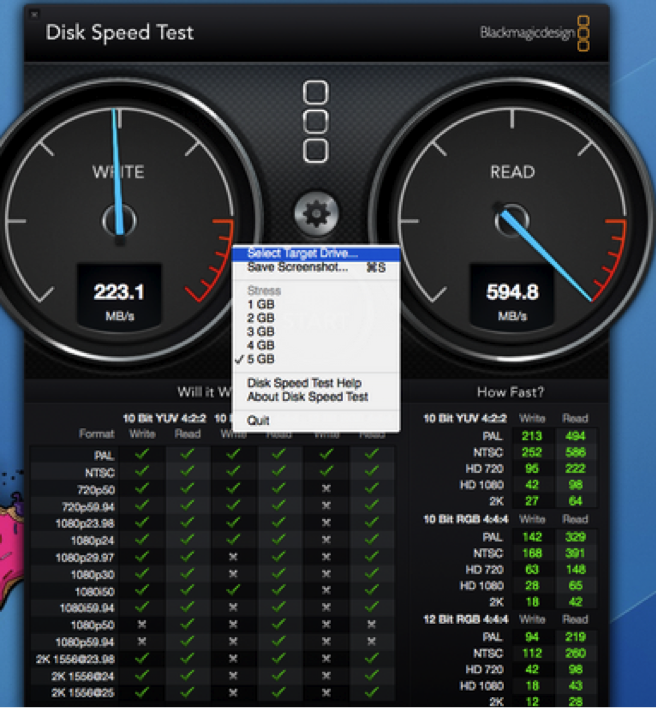 Mac-Festplattengeschwindigkeitstest - BlackMagic Disk Speed Test -2