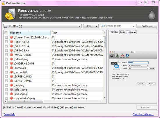 cell phone data recovery software-recuva
