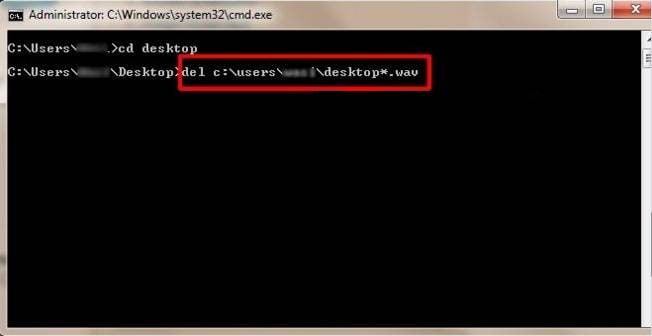 Delete files and folders using Command Prompt