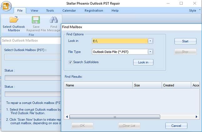 Beschädigte PST-Datei reparieren Schritt 2
