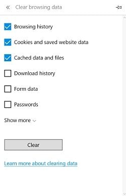 clear temporary files in microsoft edge