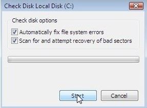 step 2 repair hard disk to fix blue screen 0x00000109