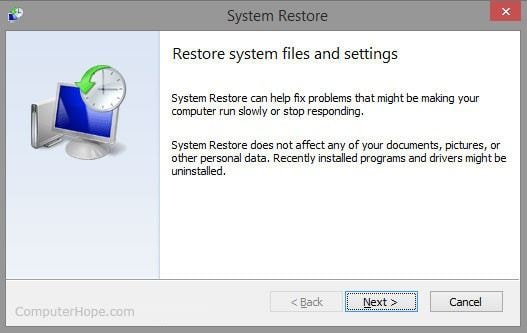 restore system to fix blue screen bccode 1a