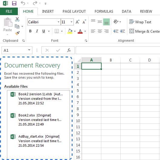 Récupération d'Excel