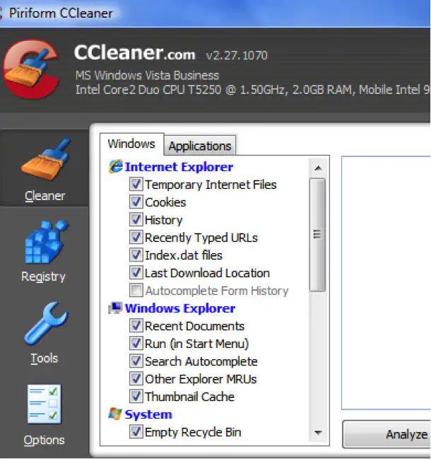 como apagar o disco rígido com Ccleaner