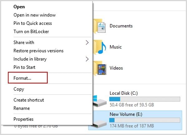 formater le disque dur dans l'Explorateur Windows